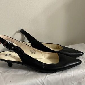 Anne Klein Black Pointed Slingback Heels